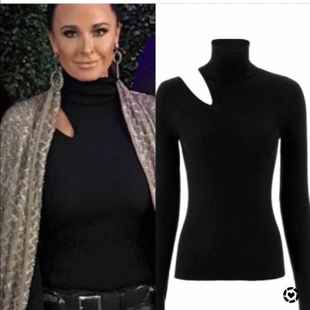 Celebrity Inspired Cutout Turtleneck Bodysuit NWT